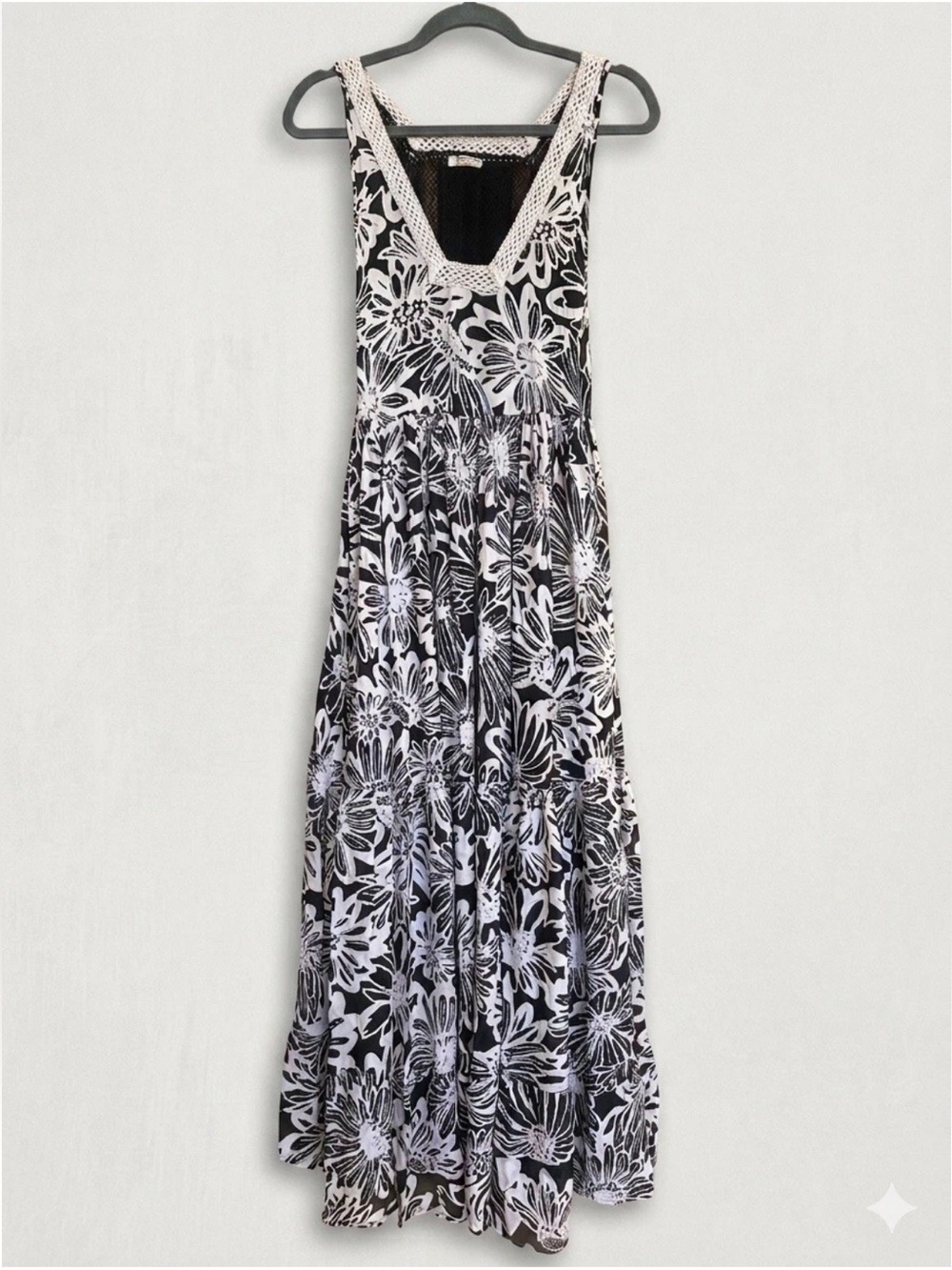Free People Tiers For You Floral Maxi Dress NWOT Black Pink XS